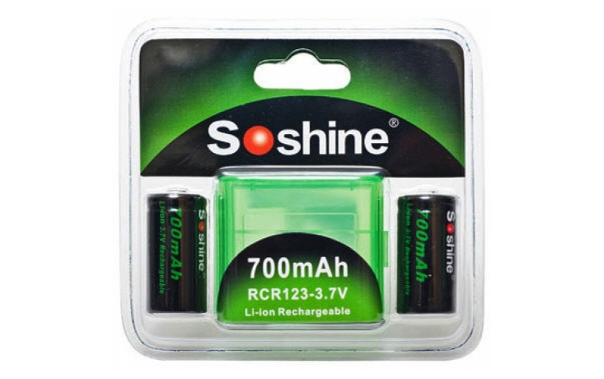 Аккумулятор литиевый Soshine RCR123/16340 700мАч 3.7V без защиты 2 штуки 
