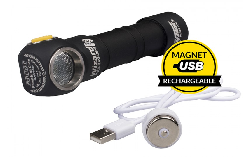 Налобный фонарь Armytek Wizard Pro v3 Magnet USB + 18650 на теплом диоде XHP50