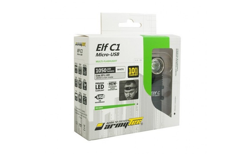 Налобный фонарь Armytek Elf C1 Micro-USB + 18350 Li-Ion на белом диоде XP-L