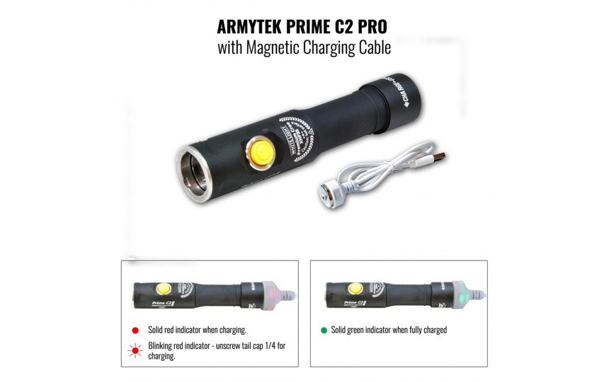 Armytek Prime C2 Pro Magnet USB (CREE XHP35, 2100лм, 192м, 18650) белый свет