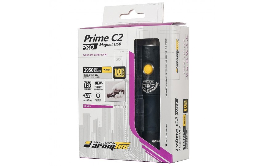 Armytek Prime C2 Pro Magnet USB (CREE XHP35, 1950лм, 186м, 18650) теплый свет