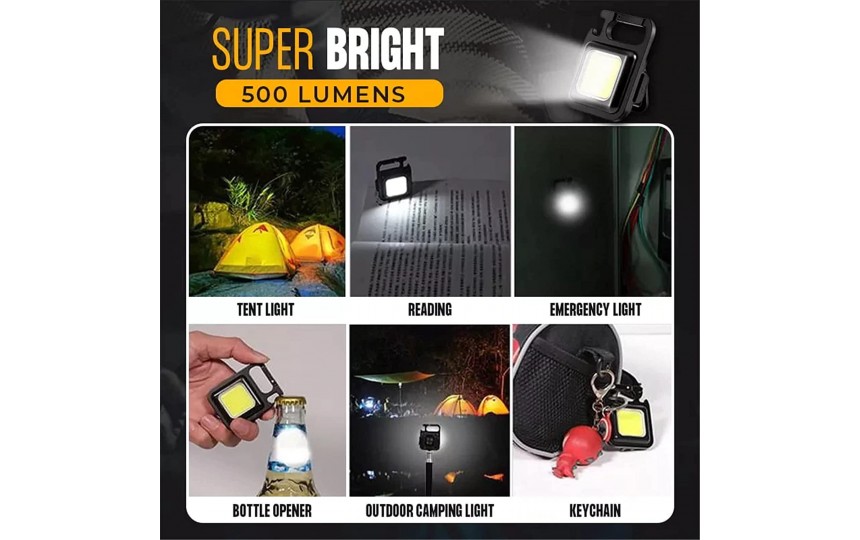 Наключный фонарь 800 лм со встроенным аккумулятором, 3 реж., белый свет